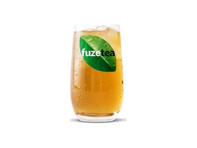 Officielt produktfoto af Fuze Tea® Fersken, stor fra McDonald’s Danmark
