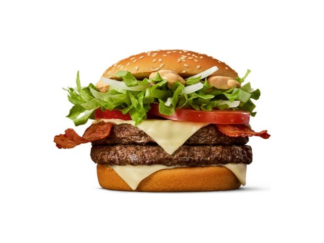 Officielt produktfoto af Double Big Tasty® Bacon fra McDonald’s Danmark