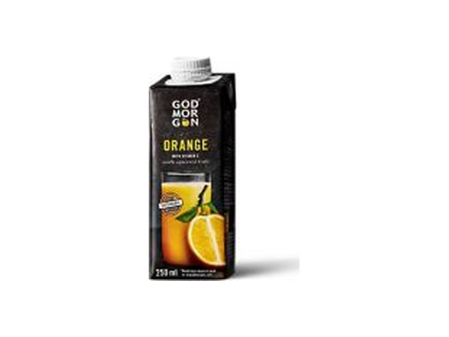 Officielt produktfoto af God Morgon® Appelsinjuice fra McDonald’s Danmark
