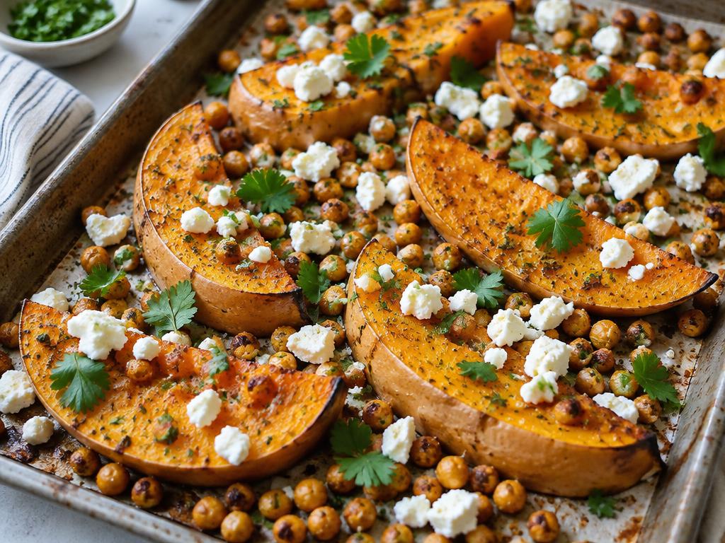 Ovnbagt butternut squash med kikærter og feta