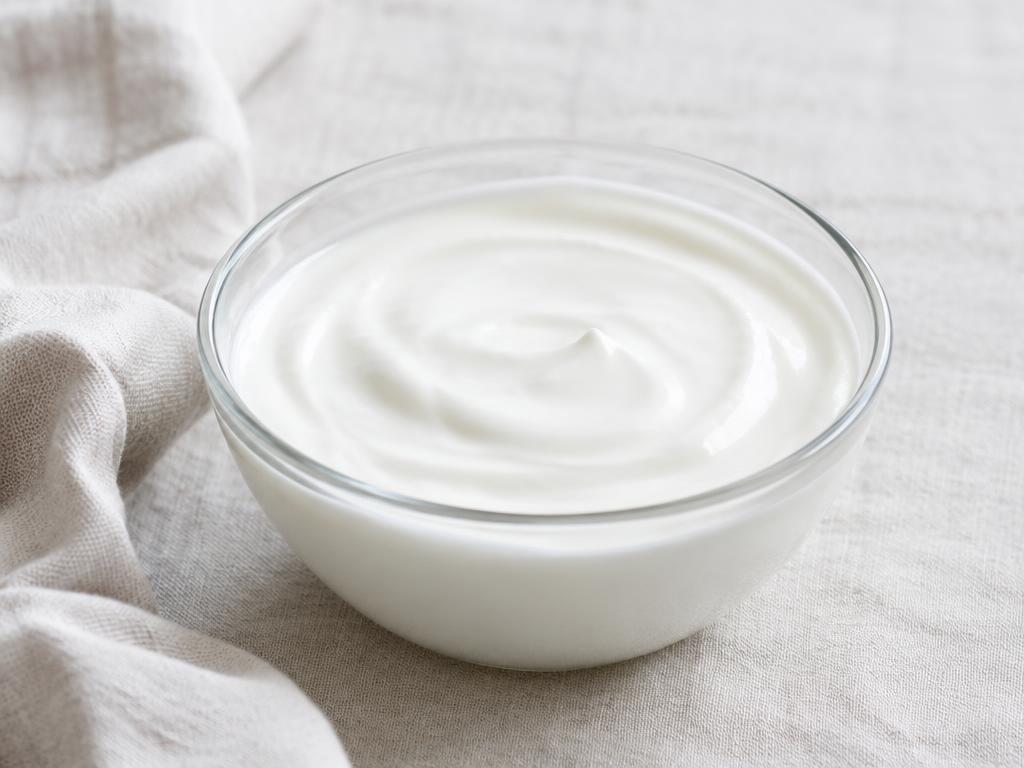 Naturel yoghurt i en glasskål